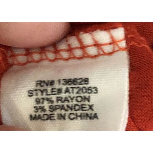 Last April ~ 3/4 Length Sleeve Top with Decorative Neck  ~ Size SMALL ~ Orange - Picture 7 of 7